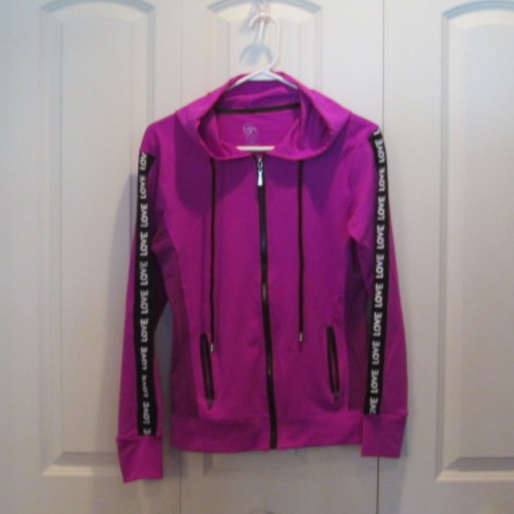 GM Fashion USA Full Zip Long Sleeve Purple Athletic Hoodie Mesh Sides Size M